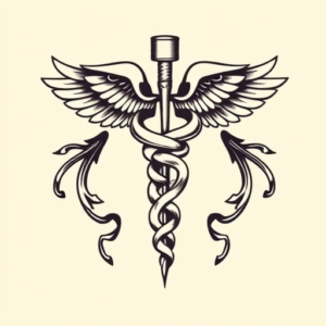 Neo-Traditional Caduceus Tattoo