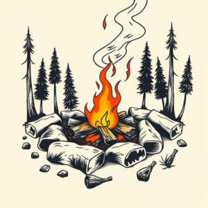 Neo-Traditional Campfire Tattoo