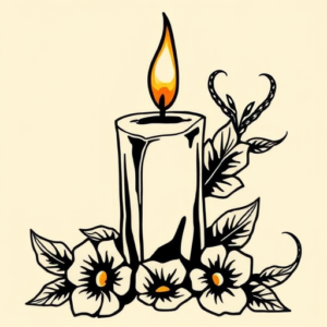 Neo-Traditional Candle Tattoo