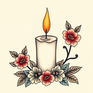 Neo-Traditional Candle Tattoo