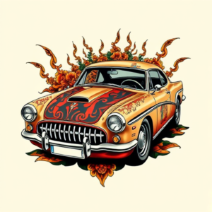Neo-Traditional Car Tattoo