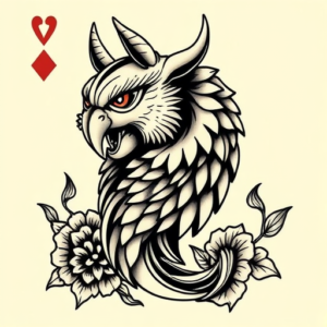 Neo-Traditional Card Tattoo