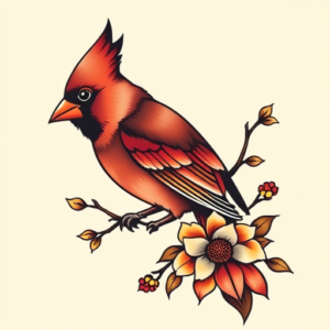 Neo-Traditional Cardinal Tattoo