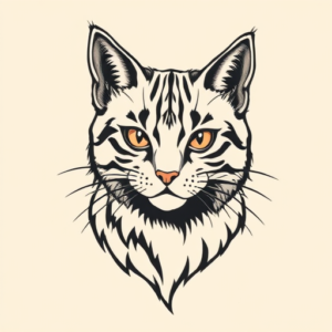 Neo-Traditional Cat Tattoo