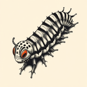 Neo-Traditional Caterpillar Tattoo