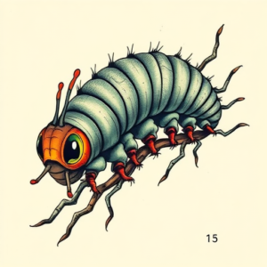 Neo-Traditional Caterpillar Tattoo