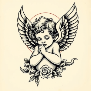 Neo-Traditional Cherub Tattoo