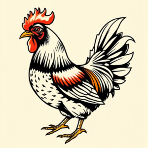 Neo-Traditional Chicken Tattoo