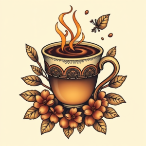 Neo-Traditional Coffee Tattoo