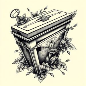 Neo-Traditional Coffin Tattoo