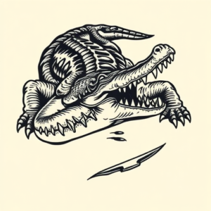 Neo-Traditional Crocodile Tattoo