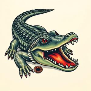 Neo-Traditional Crocodile Tattoo