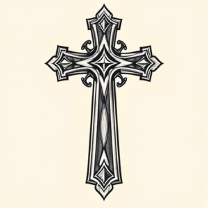 Neo-Traditional Cross Tattoo