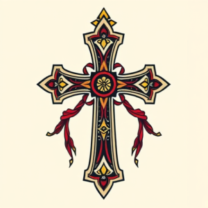 Neo-Traditional Cross Tattoo