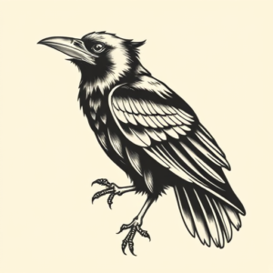 Neo-Traditional Crow Tattoo