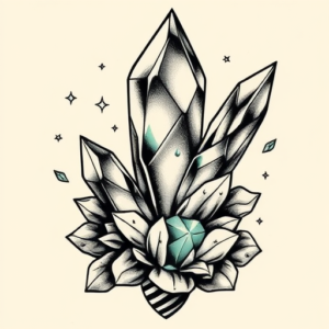 Neo-Traditional Crystal Tattoo