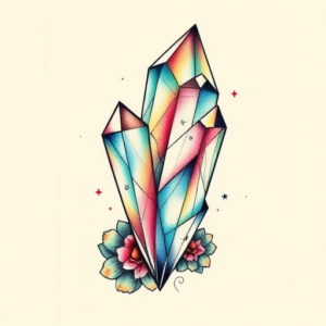 Neo-Traditional Crystal Tattoo
