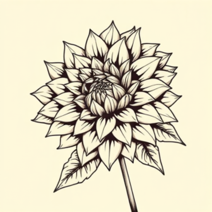 Neo-Traditional Dahlia Tattoo