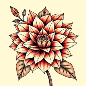 Neo-Traditional Dahlia Tattoo