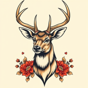 Neo-Traditional Deer Tattoo