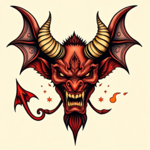 Neo-Traditional Demon Tattoo