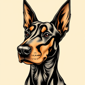 Neo-Traditional Doberman Tattoo