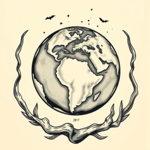 Neo-Traditional Earth Tattoo