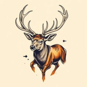 Neo-Traditional Elk Tattoo