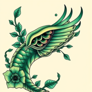 Neo-Traditional Emerald Tattoo