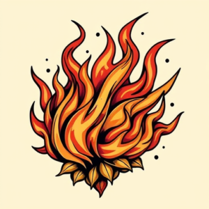 Neo-Traditional Fire Tattoo