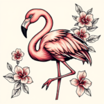 Neo-Traditional Flamingo Tattoo