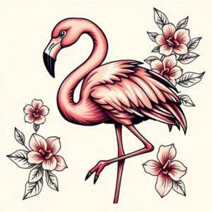 Neo-Traditional Flamingo Tattoo