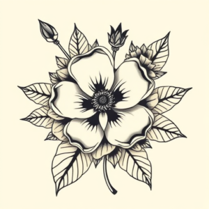 Neo-Traditional Floral Tattoo