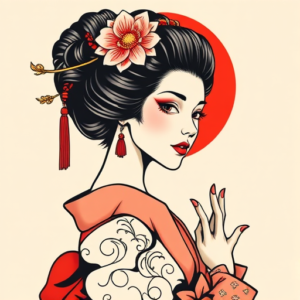 Neo-Traditional Geisha Tattoo
