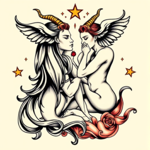 Neo-Traditional Gemini Tattoo