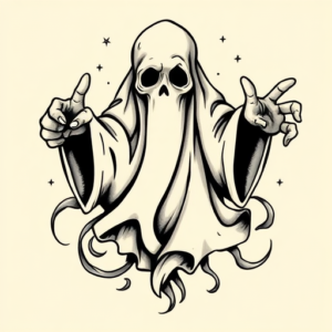 Neo-Traditional Ghost Tattoo