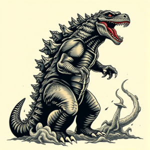 Neo-Traditional Godzilla Tattoo