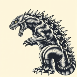 Neo-Traditional Godzilla Tattoo