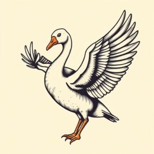 Neo-Traditional Goose Tattoo