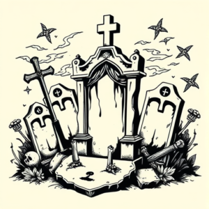Neo-Traditional Graveyard Tattoo