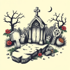 Neo-Traditional Graveyard Tattoo