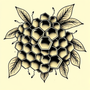 Neo-Traditional Honeycomb Tattoo
