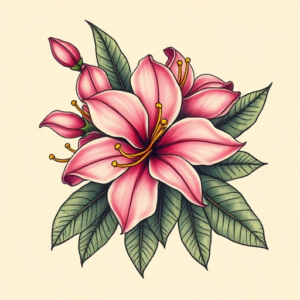 Neo-Traditional Honeysuckle Tattoo