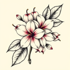 Neo-Traditional Honeysuckle Tattoo