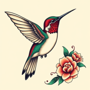 Neo-Traditional Hummingbird Tattoo