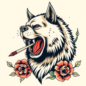 Neo-Traditional Husky Tattoo