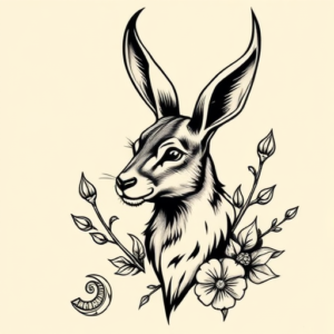 Neo-Traditional Jackalope Tattoo