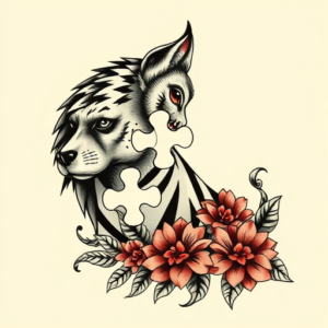 Neo-Traditional Jigsaw Tattoo