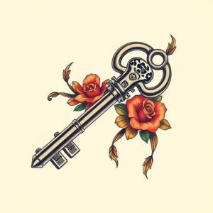 Neo-Traditional Key Tattoo