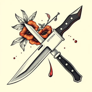 Neo-Traditional Knife Tattoo